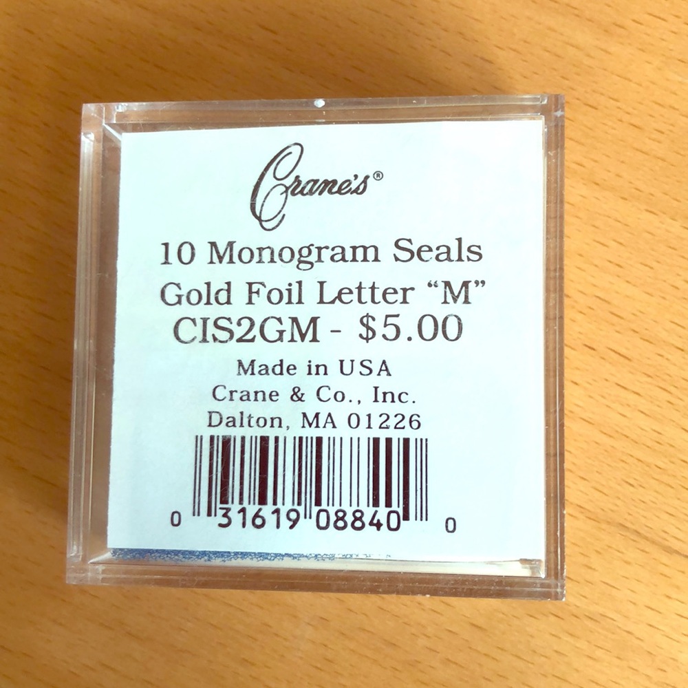 Crane Monogram Gold Foil “M” Seals